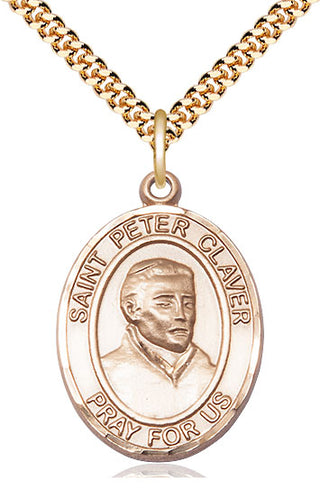 14kt Gold Filled Saint Peter Claver Medal Catholic Jewelry Engraved Catholic Saint Jewelry