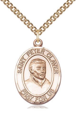 14kt Gold Filled Saint Peter Claver Medal Catholic Jewelry Engraved Catholic Saint Jewelry