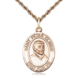 14kt Gold Filled Saint Peter Claver Medal Catholic Jewelry Engraved Catholic Saint Jewelry