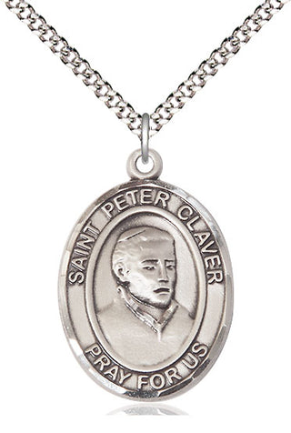 Pewter Saint Peter Claver Medal Catholic Jewelry Engraved Catholic Saint Jewelry