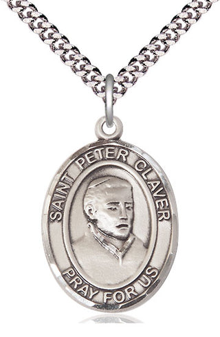 Sterling Silver Saint Peter Claver Medal Catholic Jewelry Engraved Catholic Saint Jewelry