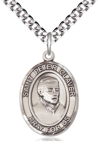 Sterling Silver Saint Peter Claver Medal Catholic Jewelry Engraved Catholic Saint Jewelry