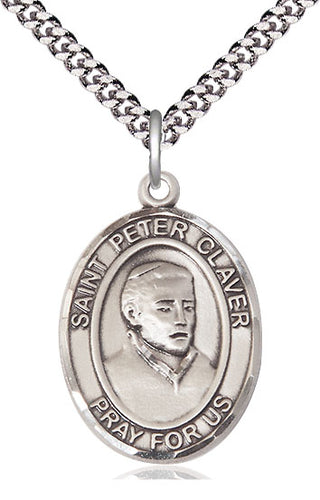 Sterling Silver Saint Peter Claver Medal Catholic Jewelry Engraved Catholic Saint Jewelry