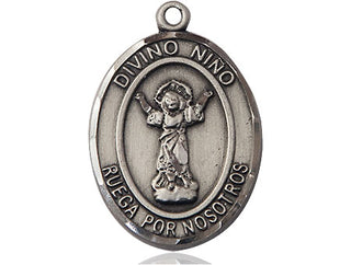 Pewter Divino Nino Medal Engraved Catholic Saint Jewelry