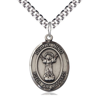 Sterling Silver Divino Nino Medal Catholic Jewelry Engraved Catholic Saint Jewelry