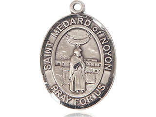 Pewter Saint Medard of Noyon Medal Engraved Catholic Saint Jewelry