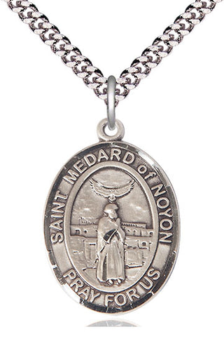 Pewter Saint Medard of Noyon Medal Catholic Jewelry Engraved Catholic Saint Jewelry