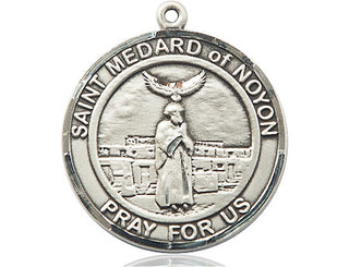 Pewter Saint Medard of Noyon Medal Engraved Catholic Saint Jewelry