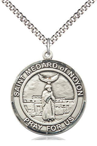 Pewter Saint Medard of Noyon Medal Catholic Jewelry Engraved Catholic Saint Jewelry