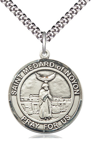 Pewter Saint Medard of Noyon Medal Catholic Jewelry Engraved Catholic Saint Jewelry