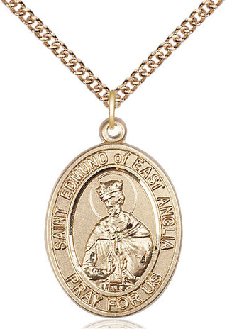 14kt Gold Filled Saint Edmund of East Anglia Medal Catholic Jewelry Engraved Catholic Saint Jewelry