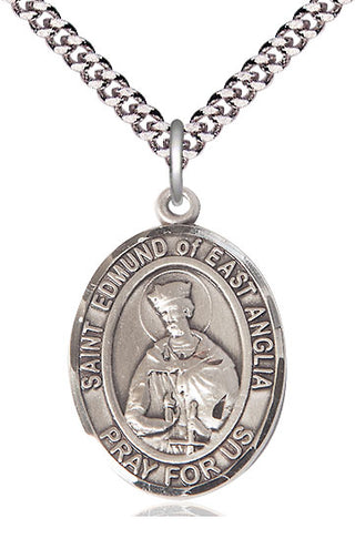 Pewter Saint Edmund of East Anglia Medal Catholic Jewelry Engraved Catholic Saint Jewelry