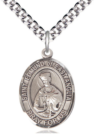 Pewter Saint Edmund of East Anglia Medal Catholic Jewelry Engraved Catholic Saint Jewelry