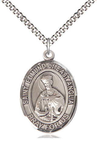 Pewter Saint Edmund of East Anglia Medal Catholic Jewelry Engraved Catholic Saint Jewelry