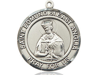 Pewter Saint Edmund of East Anglia Medal Engraved Catholic Saint Jewelry