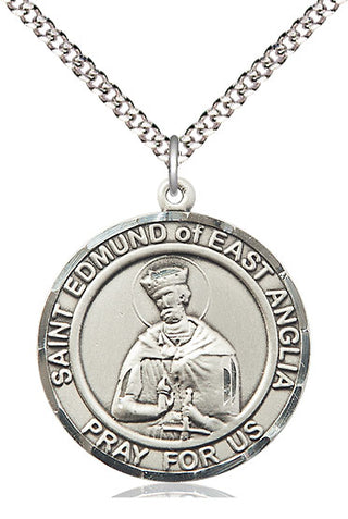Pewter Saint Edmund of East Anglia Medal Catholic Jewelry Engraved Catholic Saint Jewelry