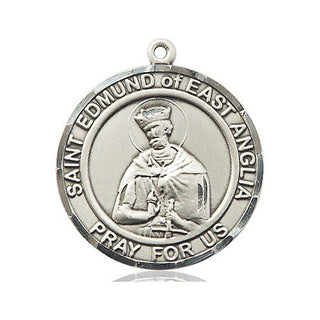 Sterling Silver Saint Edmund of East Anglia Medal Catholic Jewelry Engraved Catholic Saint Jewelry