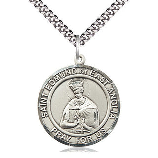 Sterling Silver Saint Edmund of East Anglia Medal Catholic Jewelry Engraved Catholic Saint Jewelry