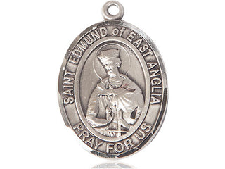 Sterling Silver Saint Edmund of East Anglia Medal Catholic Jewelry Engraved Catholic Saint Jewelry