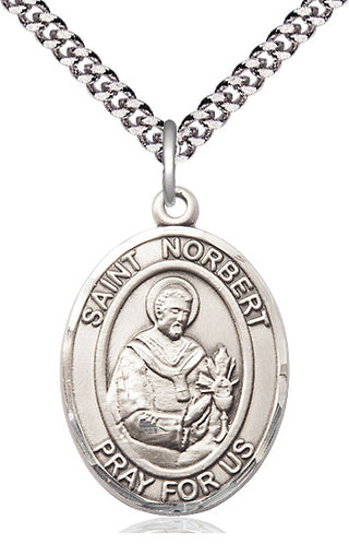 Pewter Saint Norbert of Xanten Medal Catholic Jewelry Engraved Catholic Saint Jewelry
