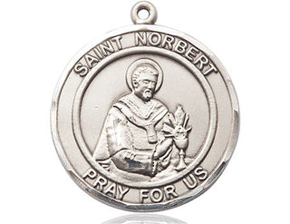 Pewter Saint Norbert of Xanten Medal Engraved Catholic Saint Jewelry