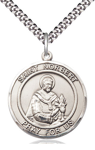 Pewter Saint Norbert of Xanten Medal Catholic Jewelry Engraved Catholic Saint Jewelry