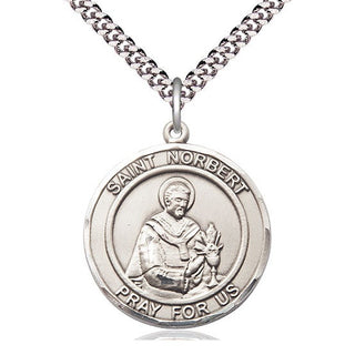 Sterling Silver Saint Norbert of Xanten Medal Catholic Jewelry Engraved Catholic Saint Jewelry