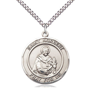 Sterling Silver Saint Norbert of Xanten Medal Catholic Jewelry Engraved Catholic Saint Jewelry