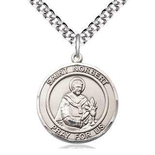 Sterling Silver Saint Norbert of Xanten Medal Catholic Jewelry Engraved Catholic Saint Jewelry