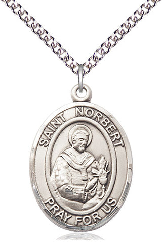 Sterling Silver Saint Norbert of Xanten Medal Catholic Jewelry Engraved Catholic Saint Jewelry