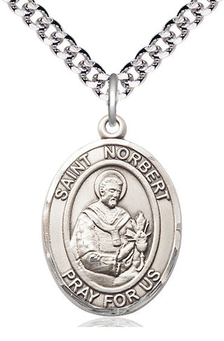 Sterling Silver Saint Norbert of Xanten Medal Catholic Jewelry Engraved Catholic Saint Jewelry