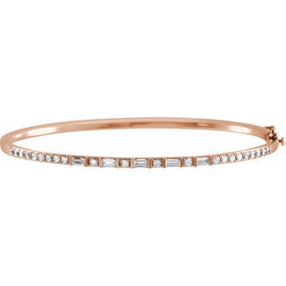 14K Rose 1 CTW Natural Diamond 7" Bangle Bracelet