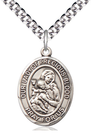 Pewter Our Lady of the Precious Blood Medal Catholic Jewelry Engraved Catholic Saint Jewelry