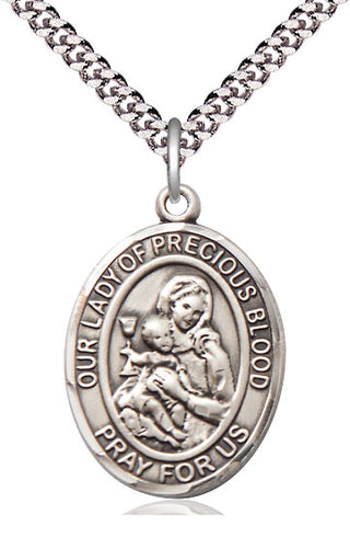 Sterling Silver Our Lady of the Precious Blood Medal Catholic Jewelry Engraved Catholic Saint Jewelry