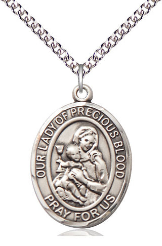 Sterling Silver Our Lady of the Precious Blood Medal Catholic Jewelry Engraved Catholic Saint Jewelry