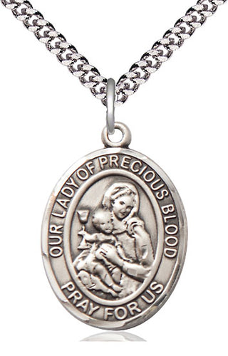 Sterling Silver Our Lady of the Precious Blood Medal Catholic Jewelry Engraved Catholic Saint Jewelry