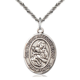 Sterling Silver Our Lady of the Precious Blood Medal Catholic Jewelry Engraved Catholic Saint Jewelry