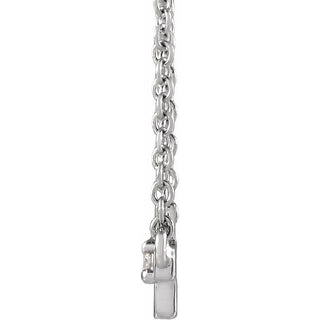 14K White .015 CT Natural Diamond Sideways Cross 18" Necklace