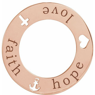 14K Rose Faith, Hope, Love Pierced 20 mm Loop Pendant