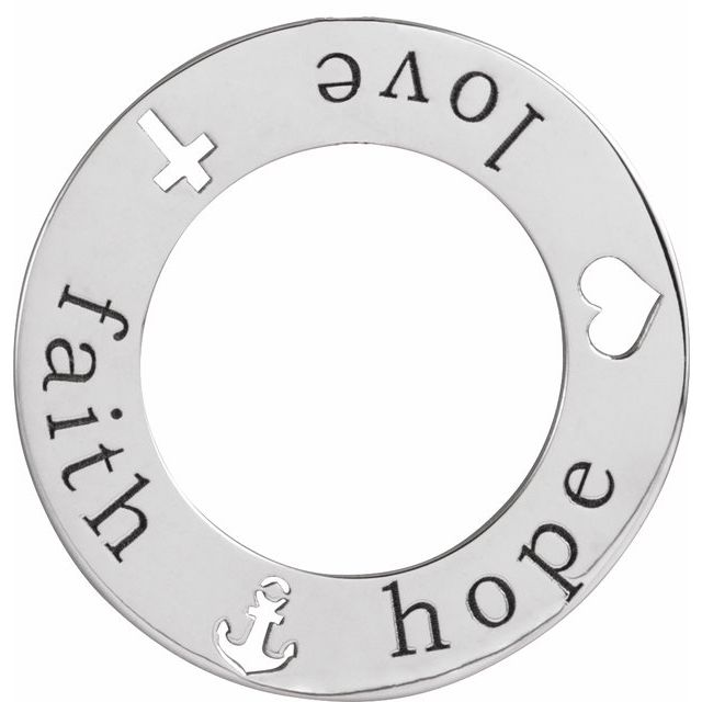 Sterling Silver Faith Hope Love Pierced 20mm Loop Pendant ...