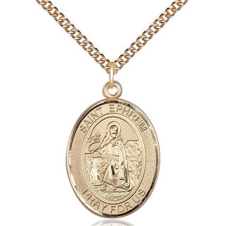 14kt Gold Filled Saint Ephrem Medal Catholic Jewelry Engraved Catholic Saint Jewelry