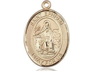 14kt Gold Saint Ephrem Medal Engraved Catholic Saint Jewelry