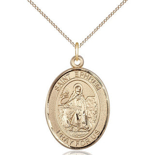 14kt Gold Saint Ephrem Medal Engraved Catholic Saint Jewelry