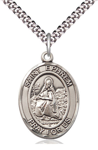Pewter Saint Ephrem Medal Catholic Jewelry Engraved Catholic Saint Jewelry