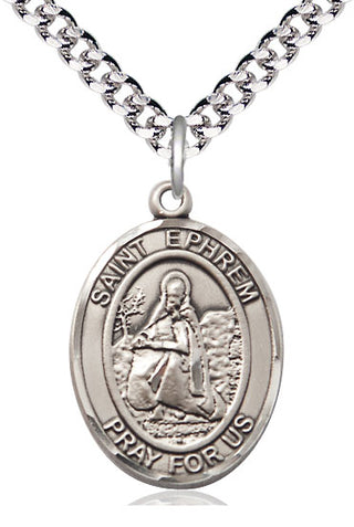 Pewter Saint Ephrem Medal Catholic Jewelry Engraved Catholic Saint Jewelry