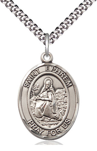 Pewter Saint Ephrem Medal Catholic Jewelry Engraved Catholic Saint Jewelry