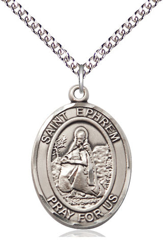 Sterling Silver Saint Ephrem Medal Catholic Jewelry Engraved Catholic Saint Jewelry