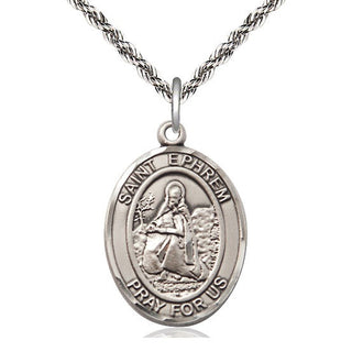 Sterling Silver Saint Ephrem Medal Catholic Jewelry Engraved Catholic Saint Jewelry