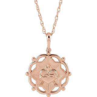 14K Rose Sacred Heart 18" Necklace