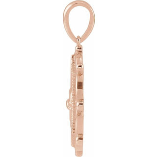 14K Rose Sacred Heart Pendant
